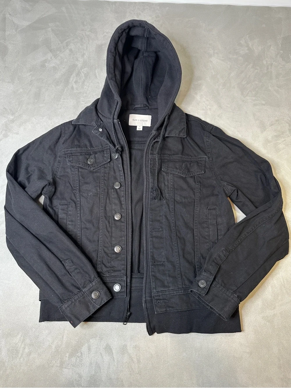 Sun + Stone Black Zip Hoodie